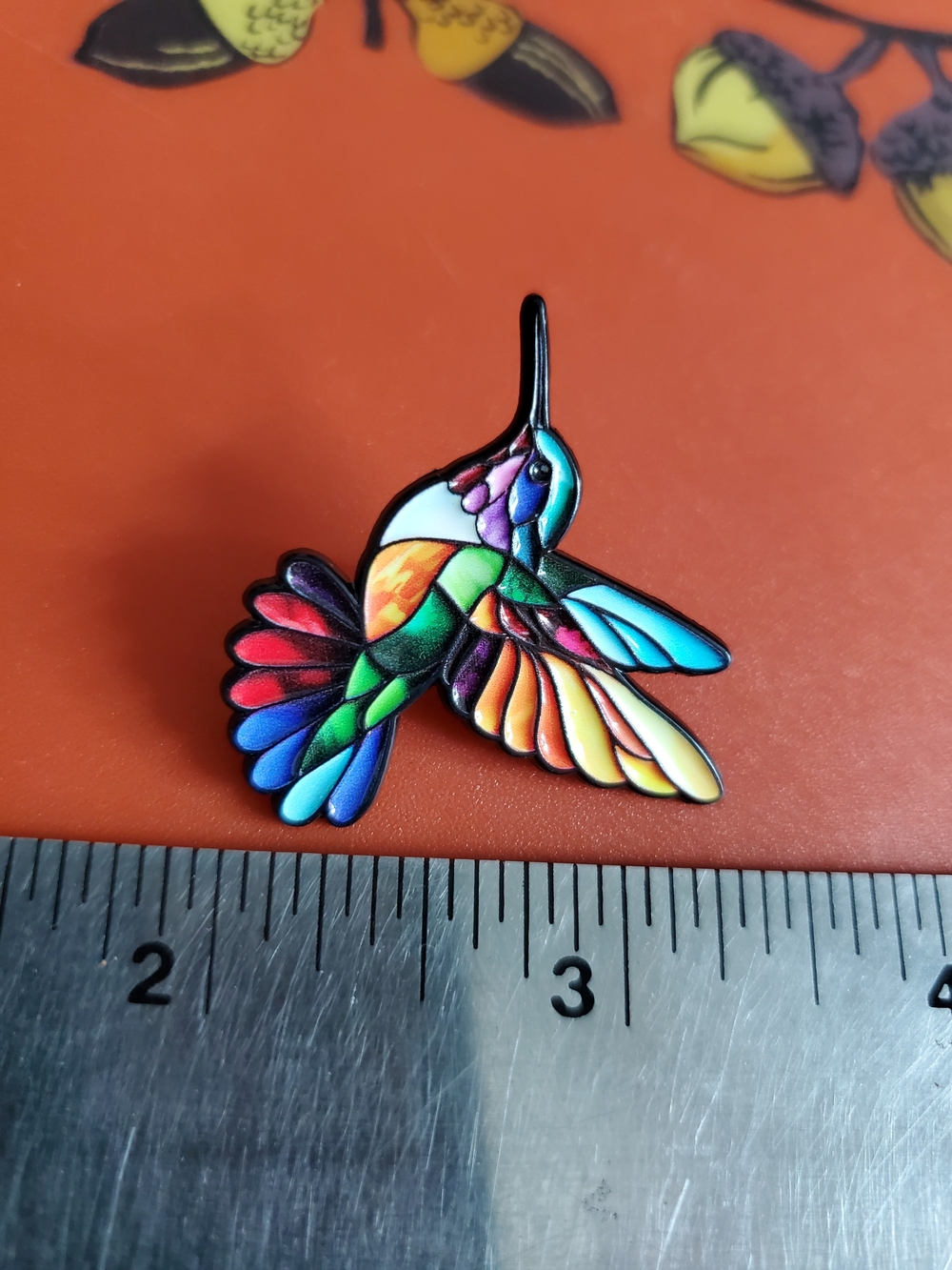 Multicolor Hummingbird Enamel Pin - Colorful Bird Accessory - Picture 3 of 4